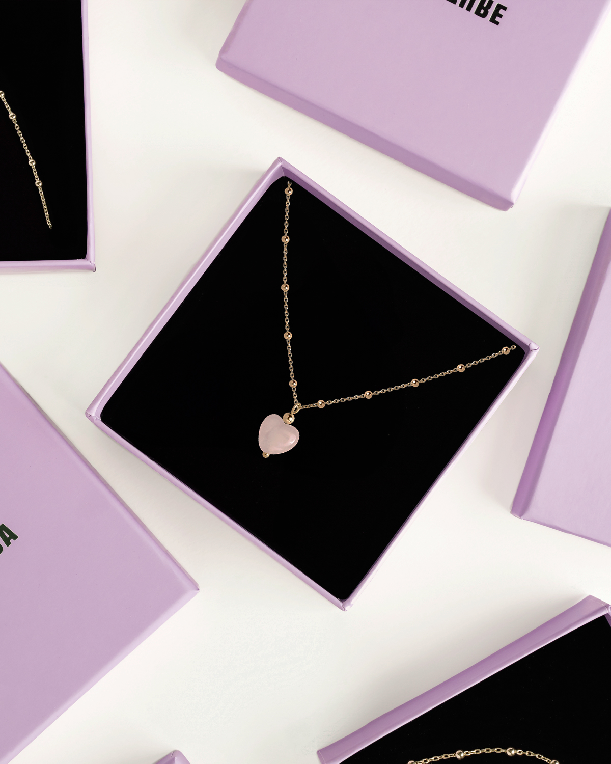 collar cuarzo rosa corazon para mujer de aurazzure