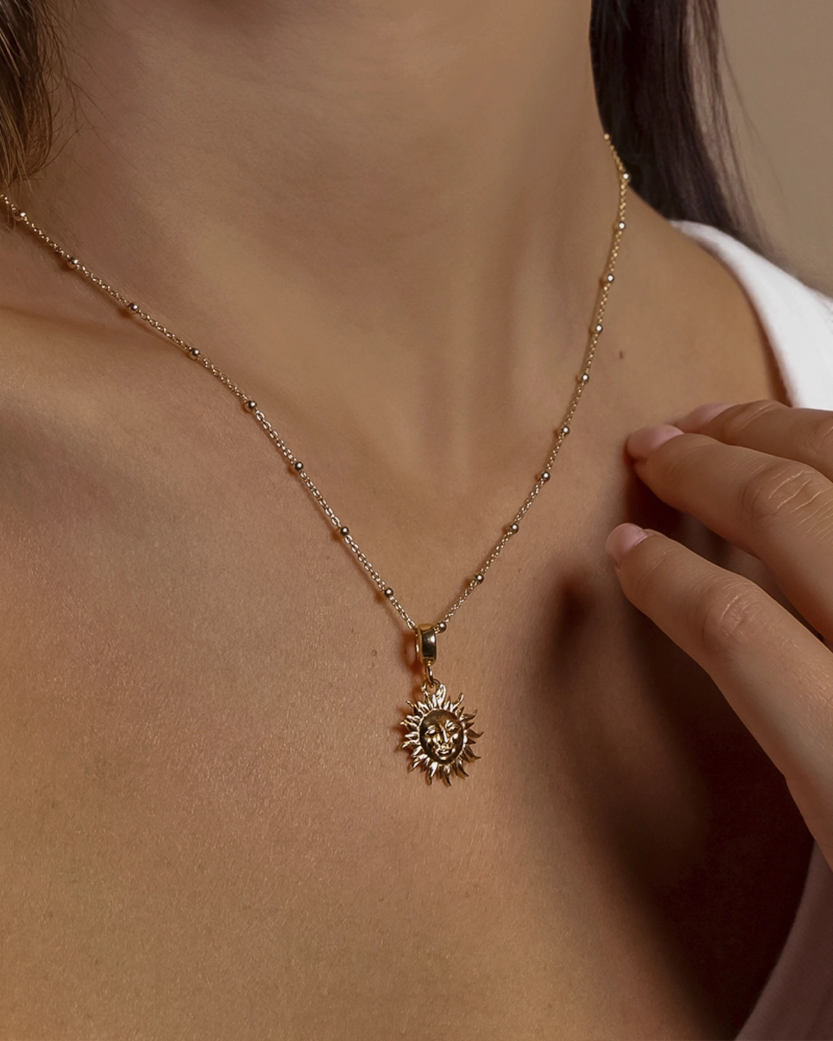 colgante sol dorado de plata de ley 925 para mujer de aurazzure